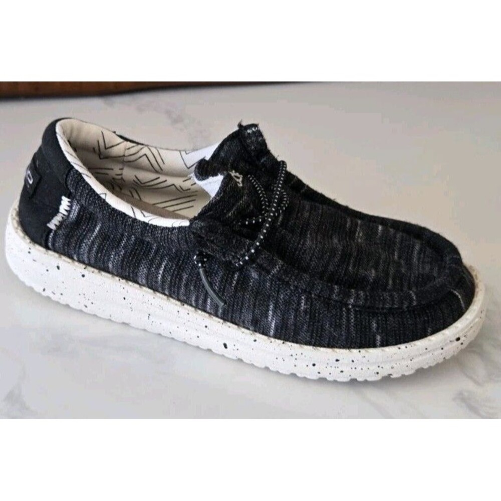 Hey Dude Wally Stretch Black Youth Shoes Size K12